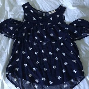 Off The Shoulder Navy Floral Blouse